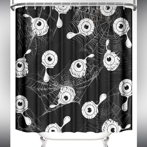 Halloween Shower Curtain Horror Scary Eyeball Shower Curtain for Bathroo… - Picture 3 of 7
